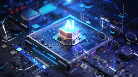 3D Rendering Ai Artificial Intelligence text. CPU Central Computer Processors Stock Footage 247538648