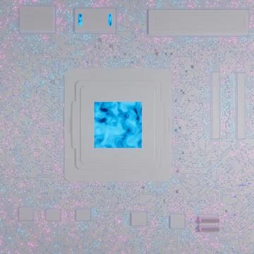 3D rendering. AI. Circuit board. Technology background. Central Computer Proc Stock Illustration