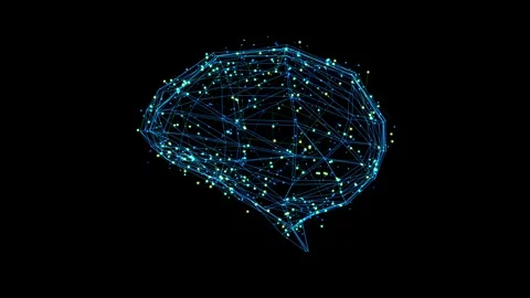 3d rendering ai digital circuit brain with shining light 4k footage Stock Footage 312546443