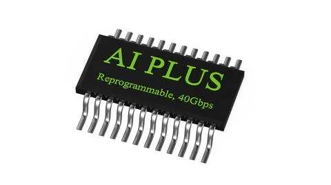 3d rendering of AI PLUS with Digital Brain is learning processing big data, a Illustrazione stock