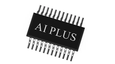 3d rendering of AI PLUS with Digital Brain is learning processing big data, a Stockillustratie