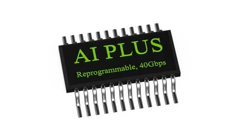 3d rendering of AI PLUS with Digital Brain is learning processing big data, a Stock Illustration