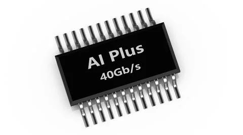 3d rendering of AI PLUS with Digital Brain is learning processing big data, a Stock Illustration