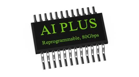 3d rendering of AI PLUS with Digital Brain is learning processing big data, a Illustrazione stock