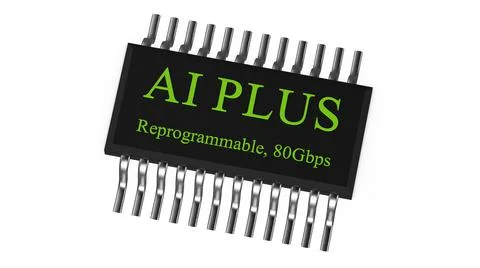 3d rendering of AI PLUS with Digital Brain is learning processing big data, a Stock Illustration