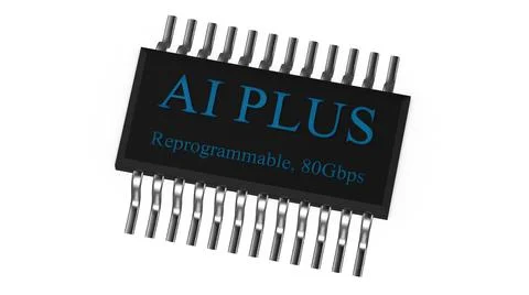 3d rendering of AI PLUS with Digital Brain is learning processing big data, a Illustrazione stock