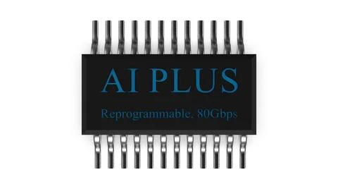 3d rendering of AI PLUS with Digital Brain is learning processing big data, a Stock Illustration