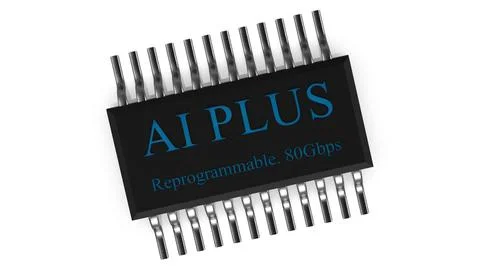 3d rendering of AI PLUS with Digital Brain is learning processing big data, a Stock Illustration