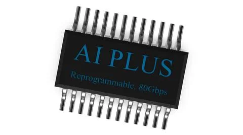 3d rendering of AI PLUS with Digital Brain is learning processing big data, a 库存插图