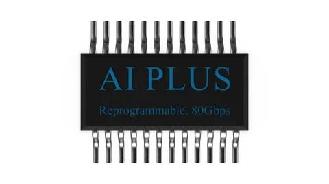 3d rendering of AI PLUS with Digital Brain is learning processing big data, a Stock Illustration