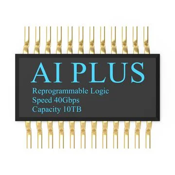 3d rendering of AI PLUS with Digital Brain is learning processing big data, a Stock Illustration