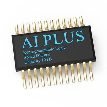 3d rendering of AI PLUS with Digital Brain is learning processing big data, a Stock Illustration