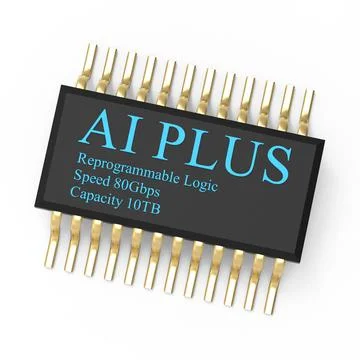 3d rendering of AI PLUS with Digital Brain is learning processing big data, a Stockillustratie