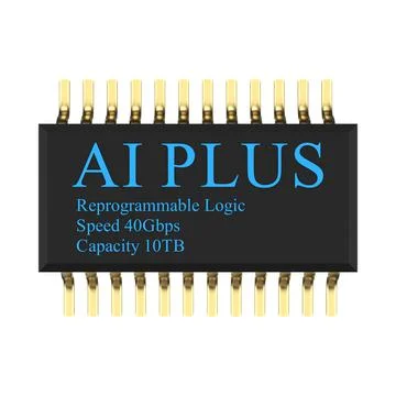 3d rendering of AI PLUS with Digital Brain is learning processing big data, a Illustrazione stock