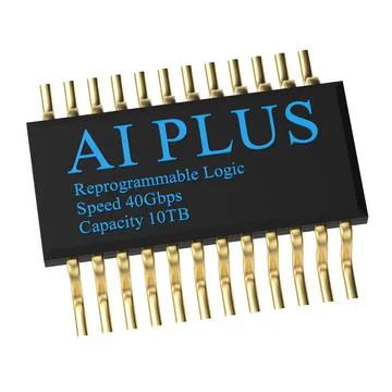 3d rendering of AI PLUS with Digital Brain is learning processing big data, a Stock Illustration