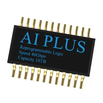 3d rendering of AI PLUS with Digital Brain is learning processing big data, a Illustrazione stock