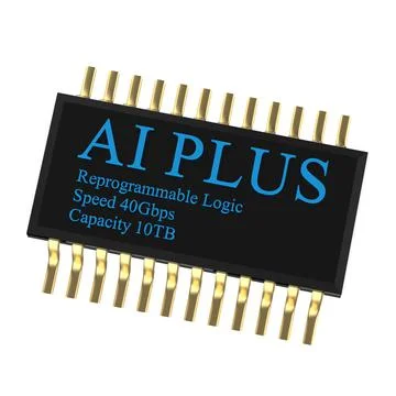 3d rendering of AI PLUS with Digital Brain is learning processing big data, a Illustrazione stock