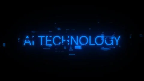 3D rendering Ai technology text with screen effects of technological glitches Stock Illustration