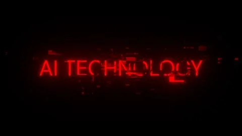 3D rendering Ai technology text with screen effects of technological glitches 库存插图