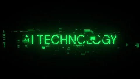 3D rendering Ai technology text with screen effects of technological glitches Illustrazione stock