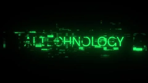 3D rendering Ai technology text with screen effects of technological glitches Stock Illustration