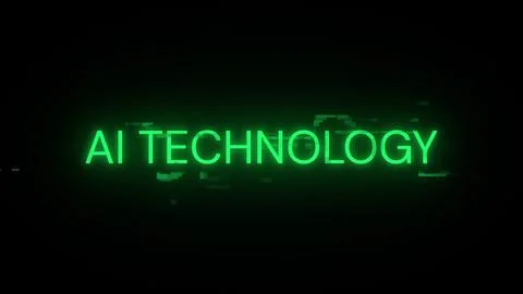 3D rendering Ai technology text with screen effects of technological glitches Stock Illustration