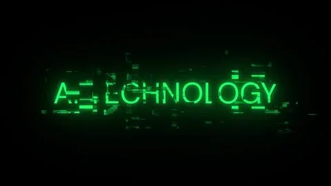 3D rendering Ai technology text with screen effects of technological glitches Stock Illustration