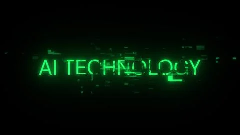 3D rendering Ai technology text with screen effects of technological glitches Illustrazione stock