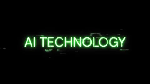 3D rendering Ai technology text with screen effects of technological glitches Illustrazione stock