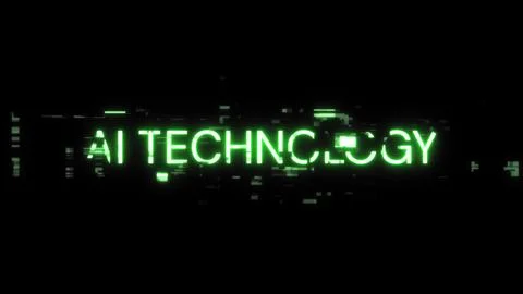 3D rendering Ai technology text with screen effects of technological glitches 库存插图