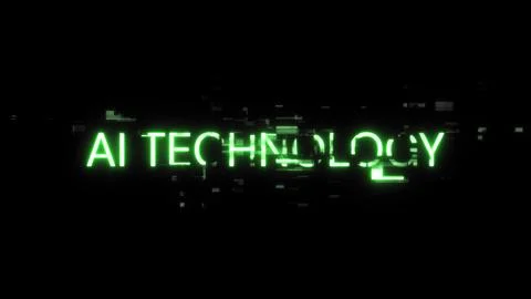 3D rendering Ai technology text with screen effects of technological glitches Stock Illustration