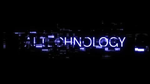 3D rendering Ai technology text with screen effects of technological glitches Stock Illustration