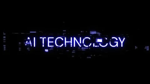 3D rendering Ai technology text with screen effects of technological glitches Stockillustratie