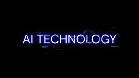 3D rendering Ai technology text with screen effects of technological glitches Stock Illustration