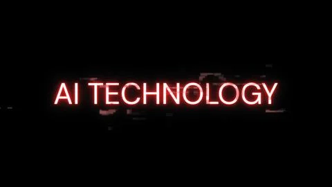 3D rendering Ai technology text with screen effects of technological glitches 库存插图