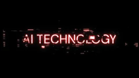 3D rendering Ai technology text with screen effects of technological glitches Stock Illustration