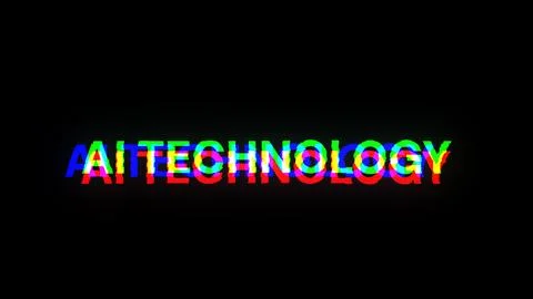 3D rendering Ai technology text with screen effects of technological glitches Illustrazione stock