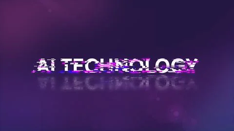 3D rendering Ai technology text with screen effects of technological glitches Stock Illustration