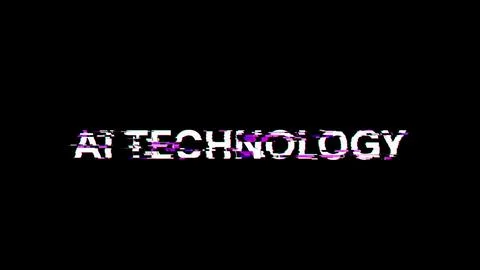 3D rendering Ai technology text with screen effects of technological glitches 库存插图