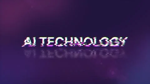 3D rendering Ai technology text with screen effects of technological glitches Stock Illustration