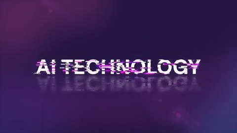 3D rendering Ai technology text with screen effects of technological glitches Stock Illustration