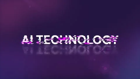 3D rendering Ai technology text with screen effects of technological glitches Stock Illustration