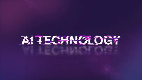 3D rendering Ai technology text with screen effects of technological glitches Illustrazione stock