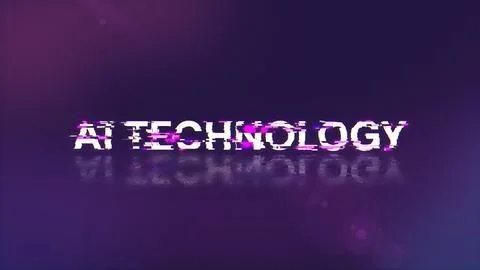 3D rendering Ai technology text with screen effects of technological glitches 库存插图