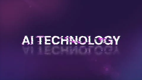 3D rendering Ai technology text with screen effects of technological glitches Stock Illustration