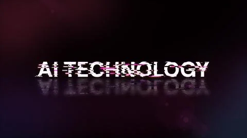 3D rendering Ai technology text with screen effects of technological glitches 库存插图