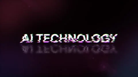 3D rendering Ai technology text with screen effects of technological glitches Stock Illustration