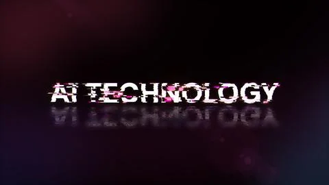 3D rendering Ai technology text with screen effects of technological glitches Stock Illustration