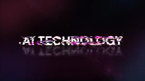 3D rendering Ai technology text with screen effects of technological glitches 库存插图