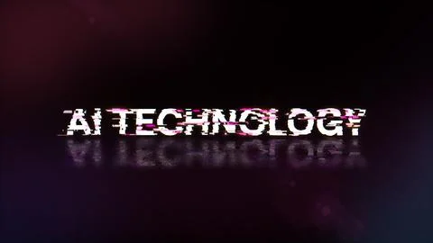 3D rendering Ai technology text with screen effects of technological glitches Stock Illustration